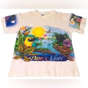Vintage Caribbean Soul Day To Night White Double-Sided All Over Print Tee Large